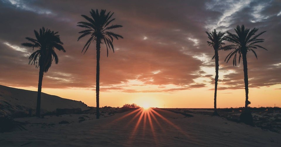 Lever de soleil en Tunisie.